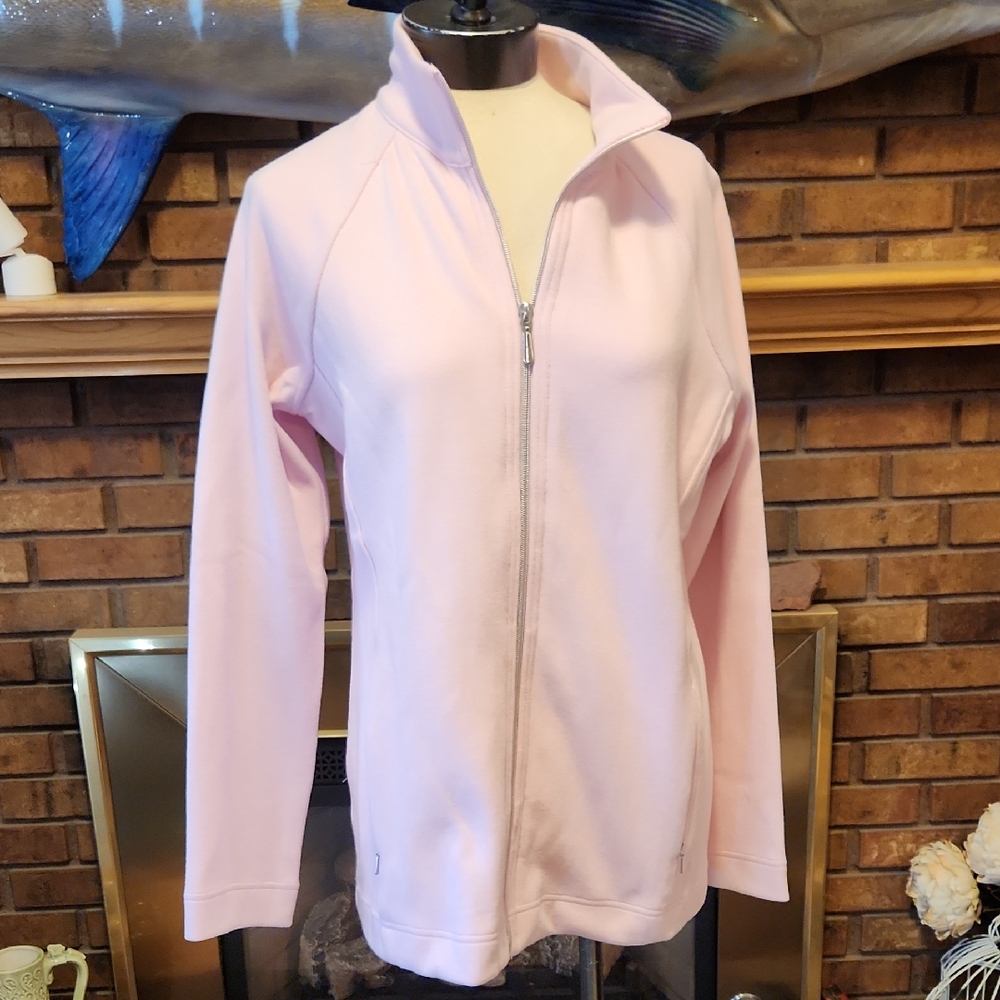 Tommy Bahama Pink New Aruba Full Zip Cyber Light Jacket Cotton Blend Soft Cozy
